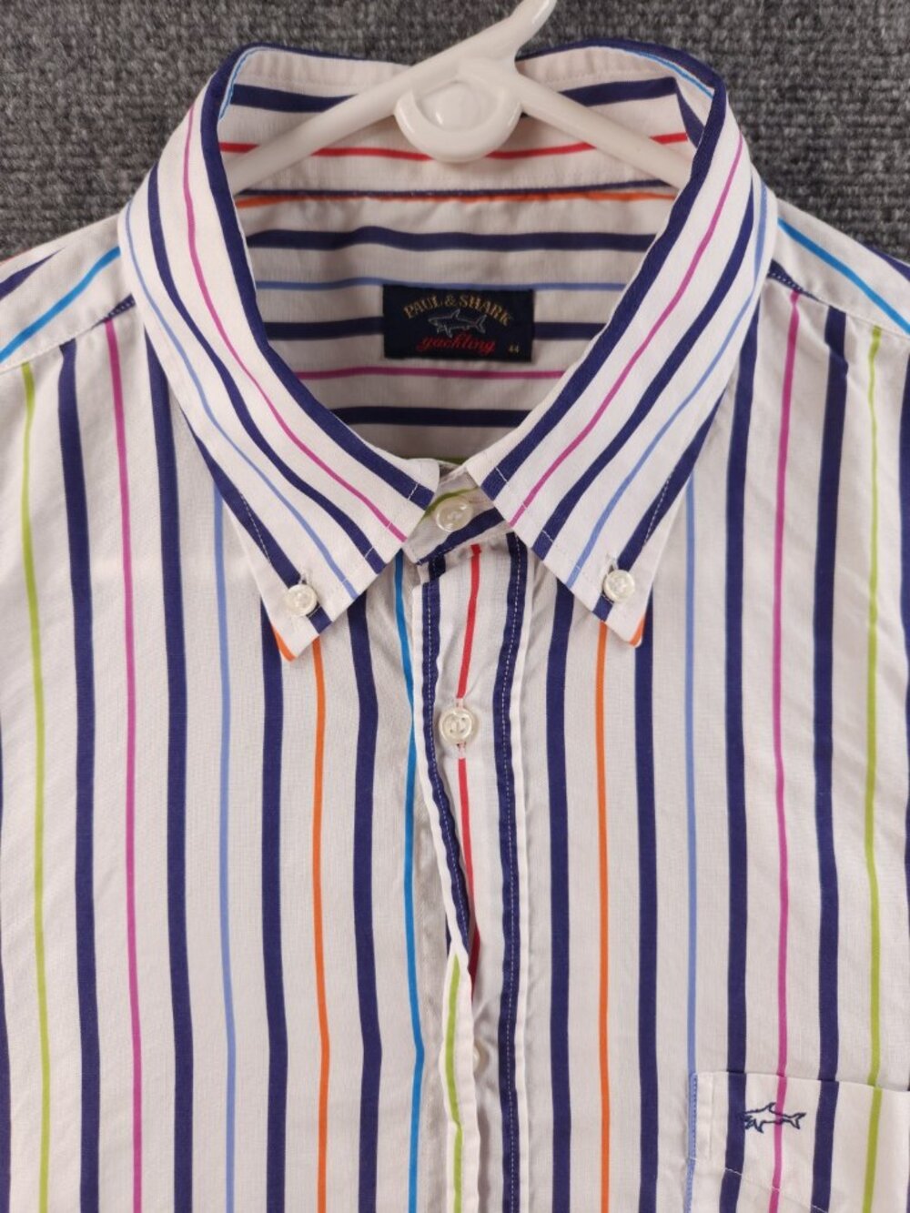 Paul & Shark Button-Down 44 Multicolor Striped Long Sleeve Men Pocket Shirt